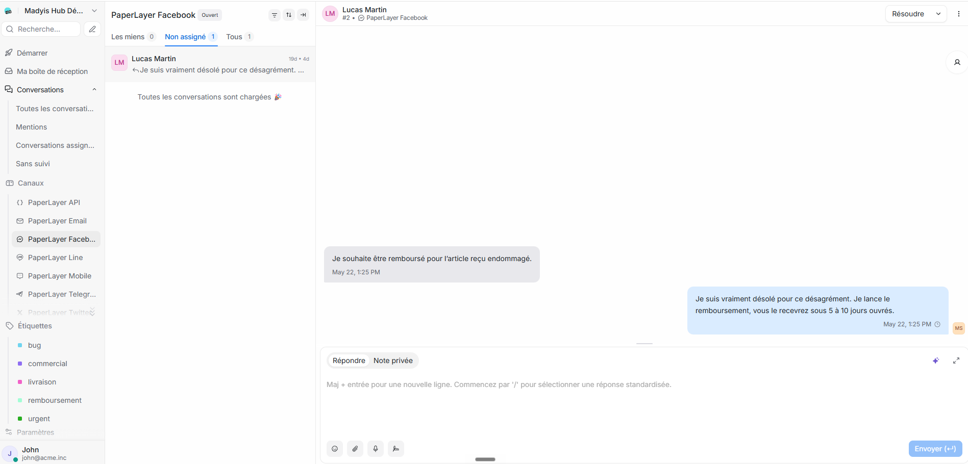 Conversation with an AI agent