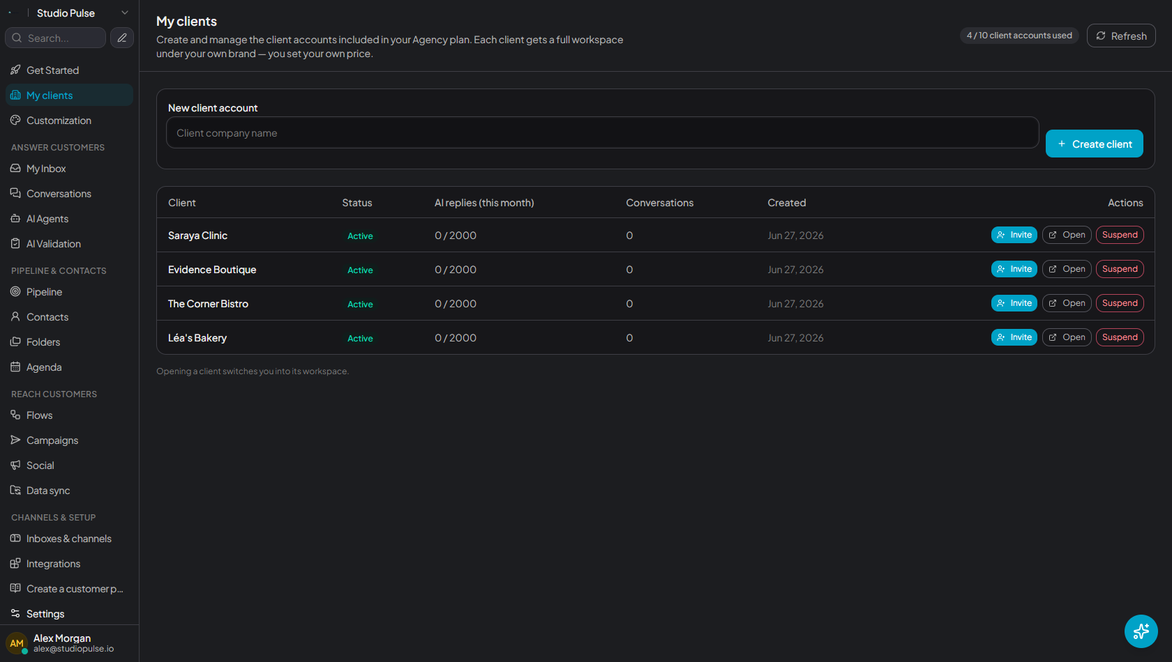 Votre console clients